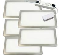 Loops 5x BRUSHED NICKEL Ultra-Slim Rectangle Under Cabinet Kitchen Light & Driver Kit - Natural White Diffused LED