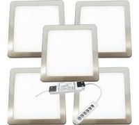 Loops 5x BRUSHED NICKEL Ultra-Slim Square Under Cabinet Kitchen Light & Driver Kit - Warm White Diffused LED