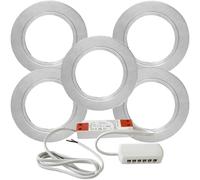 Loops 5x CHROME Round Flush Under Cabinet Kitchen Light & Driver Kit - Natural White LED Loops White