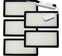 Loops 5x MATT BLACK Ultra-Slim Rectangle Under Cabinet Kitchen Light & Driver Kit - Natural White Diffused LED