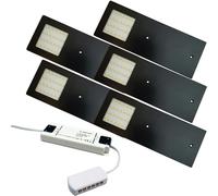 Loops 5x MATT BLACK Ultra-Slim Rectangle Under Cabinet Kitchen Light & Driver Kit - Natural White LED