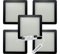 Loops 5x MATT BLACK Ultra-Slim Square Under Cabinet Kitchen Light & Driver Kit - Natural White Diffused LED