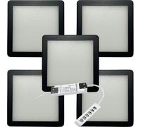 Loops 5x MATT BLACK Ultra-Slim Square Under Cabinet Kitchen Light & Driver Kit - Warm White Diffused LED