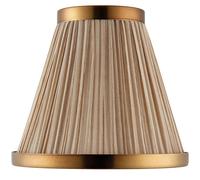 Loops 6" Luxury Round Tapered Lamp Shade Beige Pleated Organza Fabric & Antique Brass in Metallics Loops Metallics