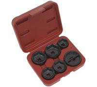 6 Piece Oil Filter Cap Wrench Set - 3/8" Sq Drive - Low Profile Design - Case