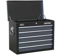 Loops 600 x 305 x 470mm BLACK 5 Drawer Topchest Tool Chest Lockable Storage Cabinet Loops Black