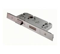 Loops 60mm Architectural DIN Bathroom Lock Square Forend Satin Stainless Steel in Metallics Loops Metallics