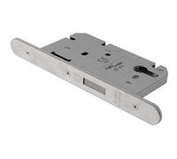 Loops 60mm Euro Profile Deadlock - Satin Steel Radius - Bs En 12209 No Latch Lock