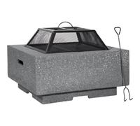 Loops 64Cm Dark Grey Square Fire Pit And Bbq Grill For Outdoor Parties