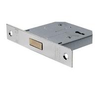 Loops 64mm 3 Lever BS Deadlock Square Forend Nickel Plated Door Security Latch in Metallics Loops Metallics