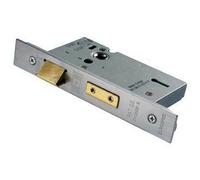 Loops 64mm 3 Lever Sashlock Square Forend Satin Stainless Steel Door Latch in Metallics Loops Metallics