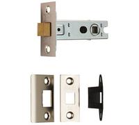 Loops 64mm Bolt Through Tubular Door Latch Square Strike Plate Forend Nickel Plated