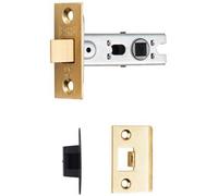Loops 64mm Bolt Through Tubular Door Latch Square Strike Plate Forend Polished Brass