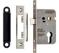 Loops 64mm Contract Euro Profile Sashlock Square Forend Satin Nickel Door Latch
