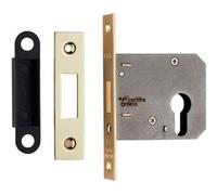Loops 64mm Residential Euro Profile Deadlock - Electro Brassed Fire Door Rated Lock