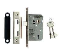 Loops 64mm Residential Standard Profile 3 Lever Sashlock - Satin Nickel - Radius 12209