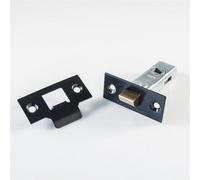 Loops 64mm Standard Tubular Door Latch Square Strike Plate & Forend Matt Black