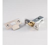 Loops 64mm Standard Tubular Door Latch Square Strike Plate & Forend Polished Nickel