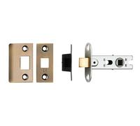64mm Tubular Mortice Door Latch - Bolt Through - Square Forends - Antique Brass | Standard Interior Door Latch - Forends, Strike Plate, Dust box and Screws Included