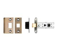 Loops 64mm Tubular Mortice Door Latch - Bolt Through - Square Forends - Antique Brass | Standard Interior Door Latch - Forends, Strike Plate, Dust Box and Screws Included