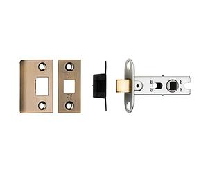 Loops 64mm Tubular Mortice Door Latch - Bolt Through - Square Forends - Antique Brass | Standard Interior Door Latch - Forends, Strike Plate, Dust Box and Screws Included