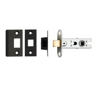 Loops 64mm Tubular Mortice Door Latch Bolt Through Square Forends Matt Black Loops Black