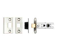 Loops 64mm Tubular Mortice Door Latch Bolt Through Square Forends Nickel Plated in Metallics Loops Metallics