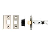 Loops 64mm Tubular Mortice Door Latch Bolt Through Square Forends Satin Nickel in Metallics Loops Metallics