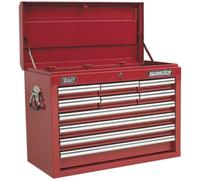 Loops 660 x 315 x 485mm RED 10 Drawer Topchest Tool Chest Lockable Storage Cabinet Loops Multicolor