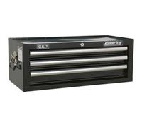 Loops 670 x 320 x 255mm BLACK 3 Drawer MID-BOX Tool Chest Lockable Storage Cabinet Loops Black