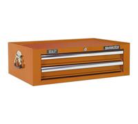670 x 440 x 210mm ORANGE 2 Drawer MID-BOX Tool Chest Lockable Storage Cabinet