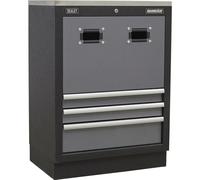 Loops 680mm Modular Reel Cabinet - Cable & Air Hose - 3 Drawers - Aluminium Handles Loops Multicolor