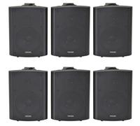 Loops 6X 120W Black Wall Mounted Stereo Speakers 6.5" 8Ohm Premium Home Audio Music