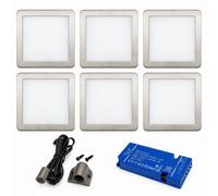 Loops 6X 24V Dimmable Aluminium Low Profile Square Surface Mounted Led Under Cabinet Light And Driver Kit, 3 White Colours