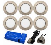 Loops 6X 24V Dimmable Aluminium Round Recessed Led Under Cabinet Light And Driver Kit, Natural White 4000K