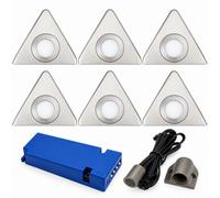 Loops 6X 24V Dimmable Aluminium Triangle Surface Mounted Led Under Cabinet Light And Driver Kit, 3 White Colours