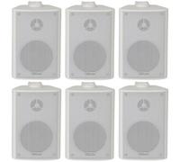 Loops 6X 60W 2 Way White Wall Mounted Stereo Speakers 3" 8Ohm Mini Background Music