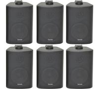 6x 70W 2 Way Black Wall Mounted Stereo Speakers 4 8Ohm Compact Background Music