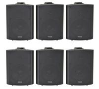 Loops 6x 90W Black Wall Mounted Stereo Speakers 5.25" 8Ohm Quality Home Audio Music