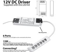 Loops 6x ALUMINIUM Slim Rectangle Under or Over Cabinet Kitchen Light & Driver Kit - Natural White LED Loops White