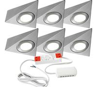 6x 2.6W Kitchen Pyramid Spot Light & Driver Stainless Steel Natural Cool White