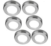 Loops 6x BRUSHED NICKEL Round Surface or Flush Under Cabinet Kitchen Light Kit - 240V Mains Powered - Warm White LED
