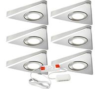 6x 2.6W LED Kitchen Triangle Spot Light & Driver Kit Stainless Steel Warm White