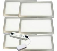 Loops 6x BRUSHED NICKEL Ultra-Slim Rectangle Under Cabinet Kitchen Light & Driver Kit - Warm White Diffused LED
