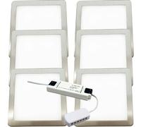 Loops 6x BRUSHED NICKEL Ultra-Slim Square Under Cabinet Kitchen Light & Driver Kit - Natural White Diffused LED