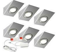 6x 2.6W LED Kitchen Wedge Spot Light & Driver Kit Stainless Steel Natural White