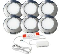 6x 2.6W LED Kitchen Cabinet Surface Spot Lights & Driver Chrome Natural White