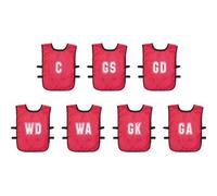 Loops 7 Pack - Kids 4-9 Years Netball Training Bibs Set - Red - Lightweight Vest