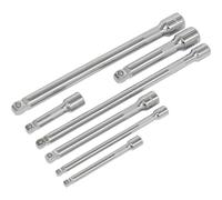 7 Piece Wobble / Rigid Extension Bar Set - 1/4" 3/8" & 1/2" Sq Drive - Chrome