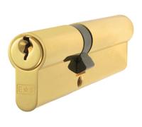 Loops 70mm EURO Double Cylinder Lock Keyed to Differ 5 Pin Polished Brass Door in Metallics Loops Metallics